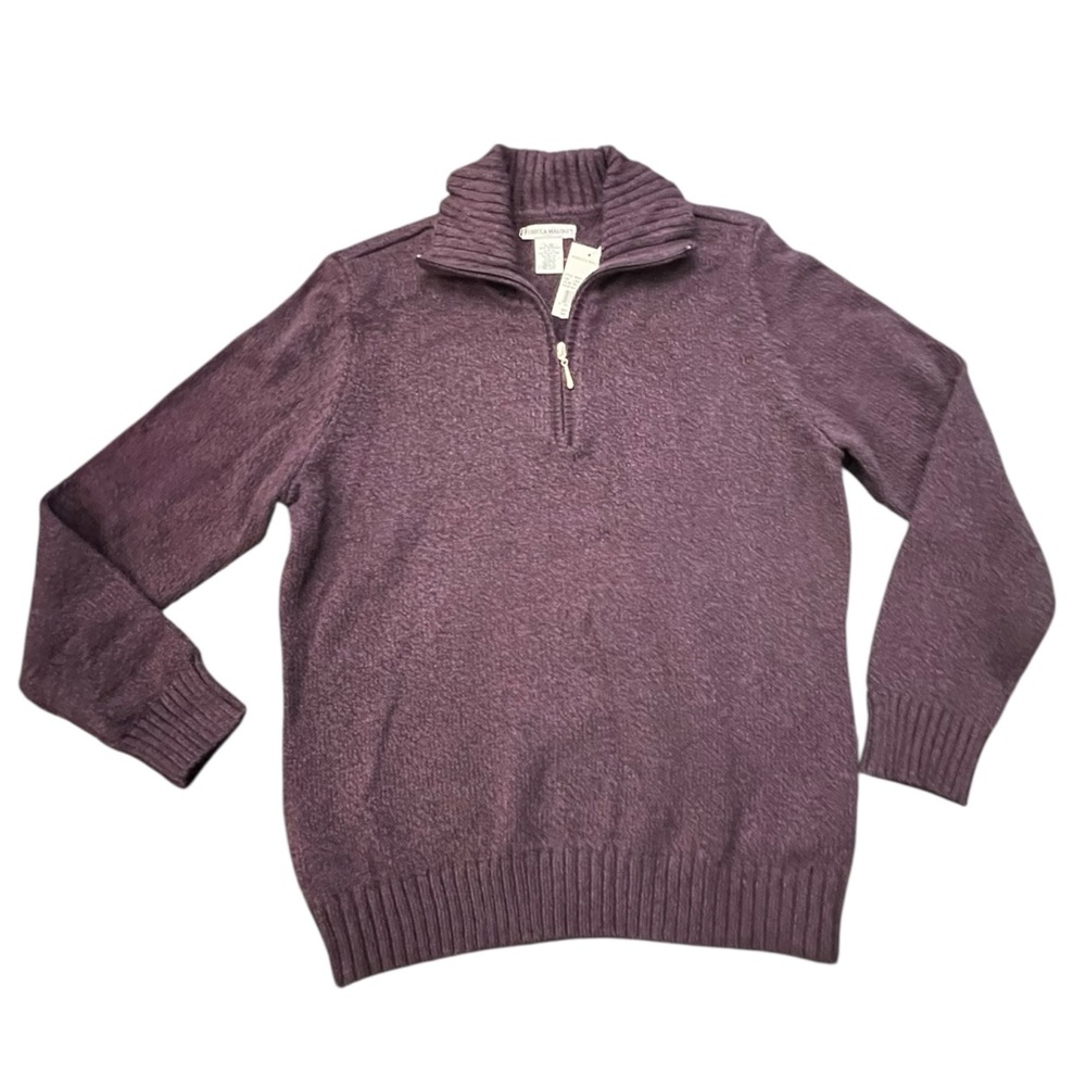 Rebecca Malone Sweater Womens Knit Half Zip Pullover Purple NEW Large‎ Cozy